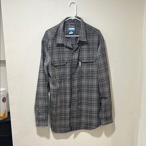 Columbia Gray Lightweight Plaid Shirt Jacket